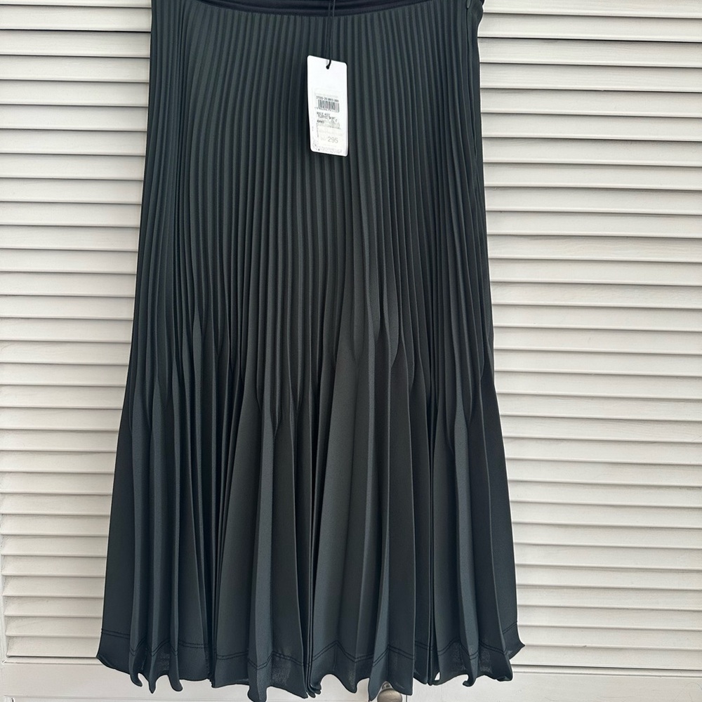 Reiss Green Pleated Midi Skirt for Work